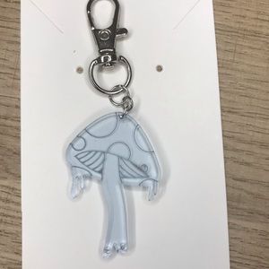 Clear blue trippy mushroom keychain